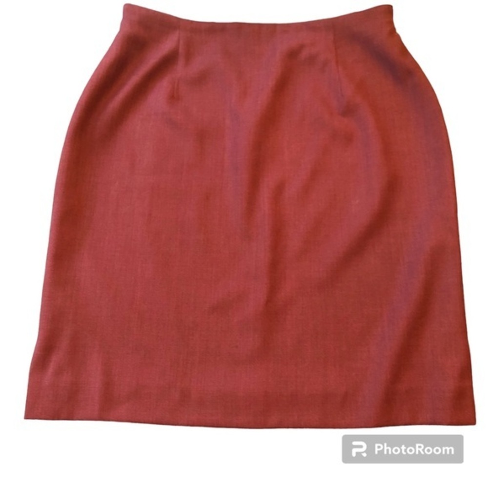 Rena Rowan Vintage pure new wool burgundy pencil skirt slits on the side Size 14